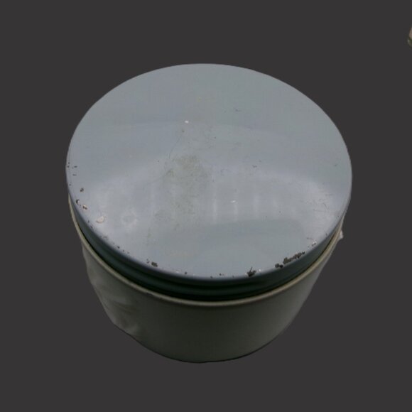 Vintage Milk Glass Creme Vanity Jar with Blue Screw on Lid - Picture 5 of 8